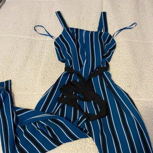 Blue and black striped  jumpsuit/romper